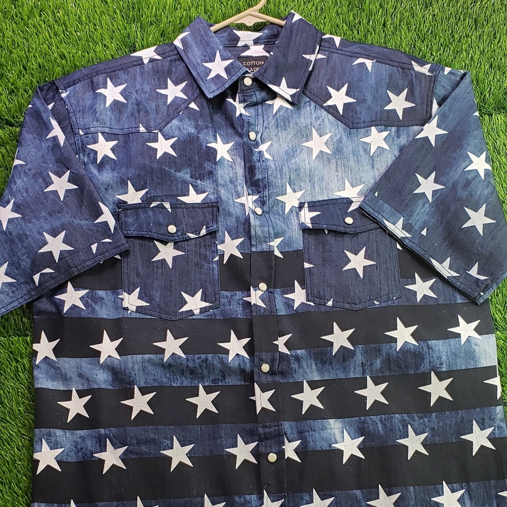 Cotton Traders Sport Patriotic Pearl Snap Shirt